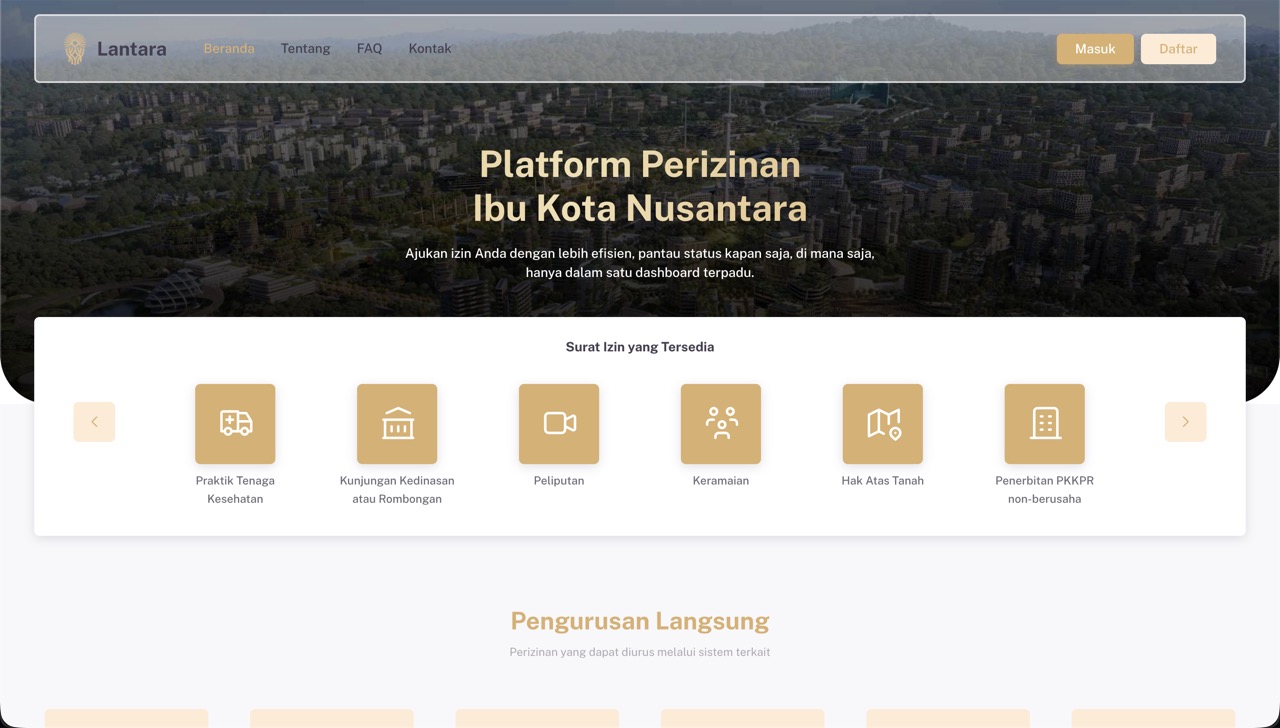 Portfolio LANTARA — Portal Perizinan IKN Nusantara - Codezy Digital Agency